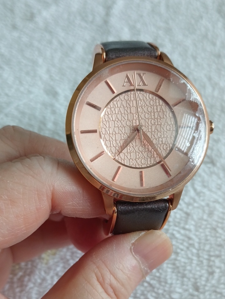 Armani Exchange Ax5302 Rose Gold Dial With Brown Leather Strap Watch